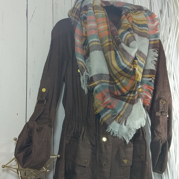 Cache Brown Linen Lightweight Fall Jacket Gold Accents XS Quiet Luxury Rich NWT - Picture 6 of 16